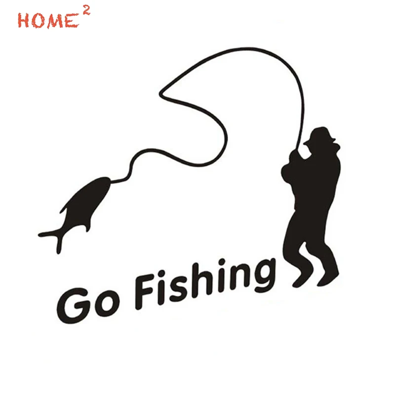 

14*11cm Funny Go Fishing Vinyl Car Sticker Styling For Kia Optima K5 Honda Civic 2011 Toyota Camry 2018 Tacoma BMW E70 Ford F150