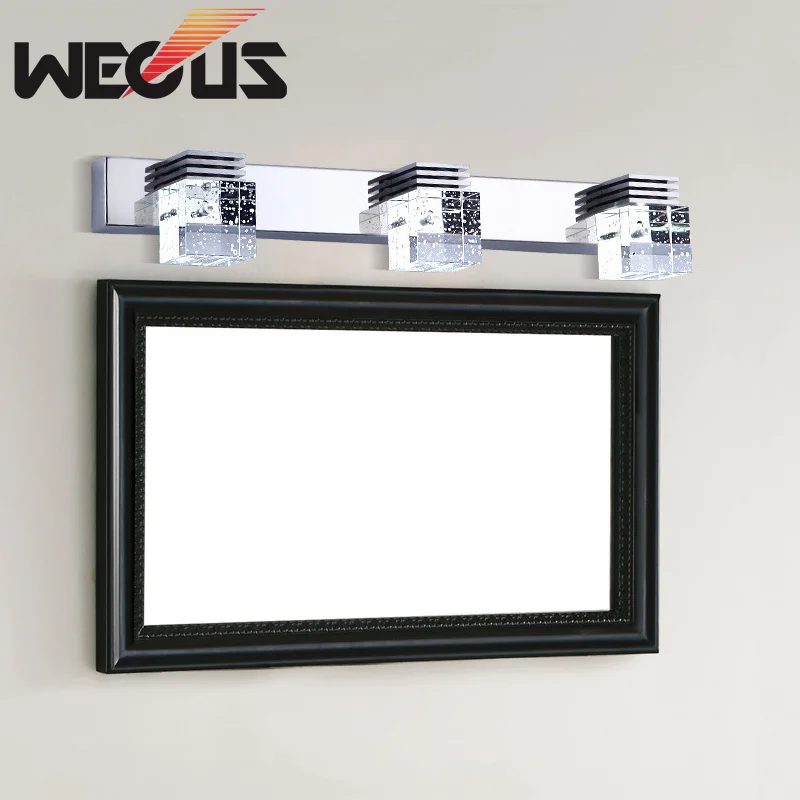 

Popular 450mm 3 crystal mirror light 85-265V 9W LED bathroom wall lamp dress room lighting