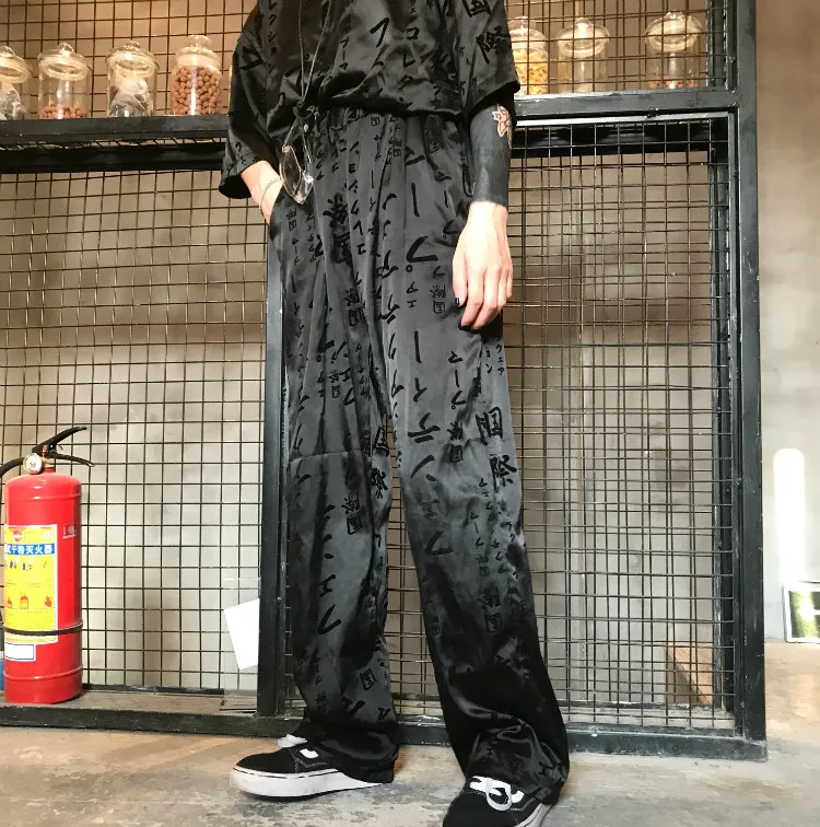 Neploe, винтажные штаны с принтом в виде китайских букв, Harajuku, хип-хоп, длинные штаны,, весна-лето, панк стиль, уличная одежда, корейские брюки, 52051