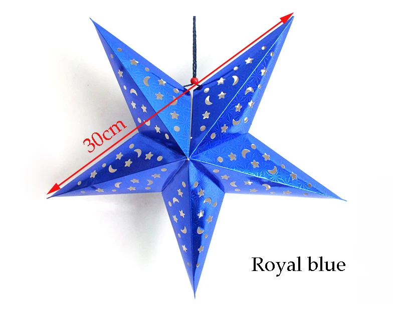 HAOCHU(6 шт./лот) 19 см плиссе в гармошку арбуз бумажные фонари Свадебная вечеринка День рождения фестиваль домашний декор подвесной шар - Цвет: blue star