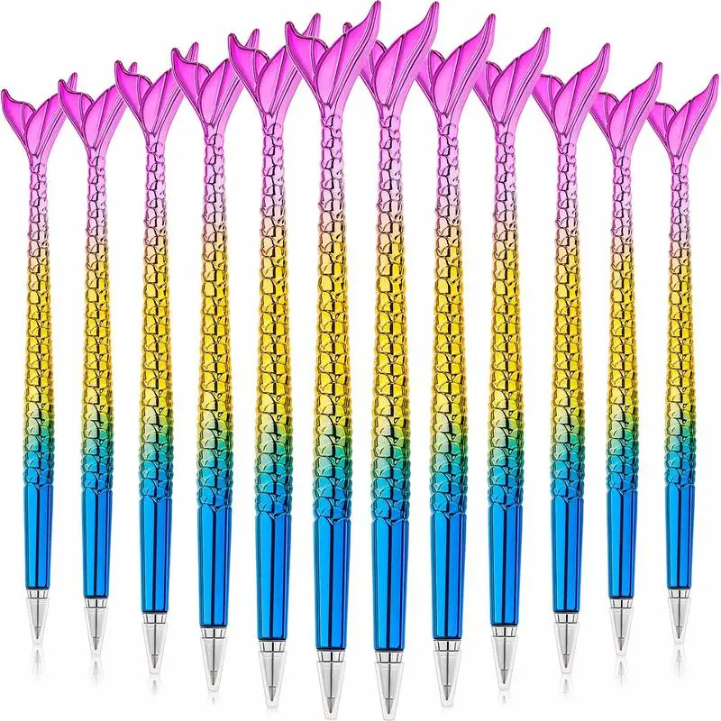 12 шт. Новое одеяло «хвост русалки» из ручка подарка рыбы Ручка Комплект шариковые ручки с синими чернилами чехол подарки ручка для ребенка, Для женщин, коллег и подруги - Цвет: 12pcs