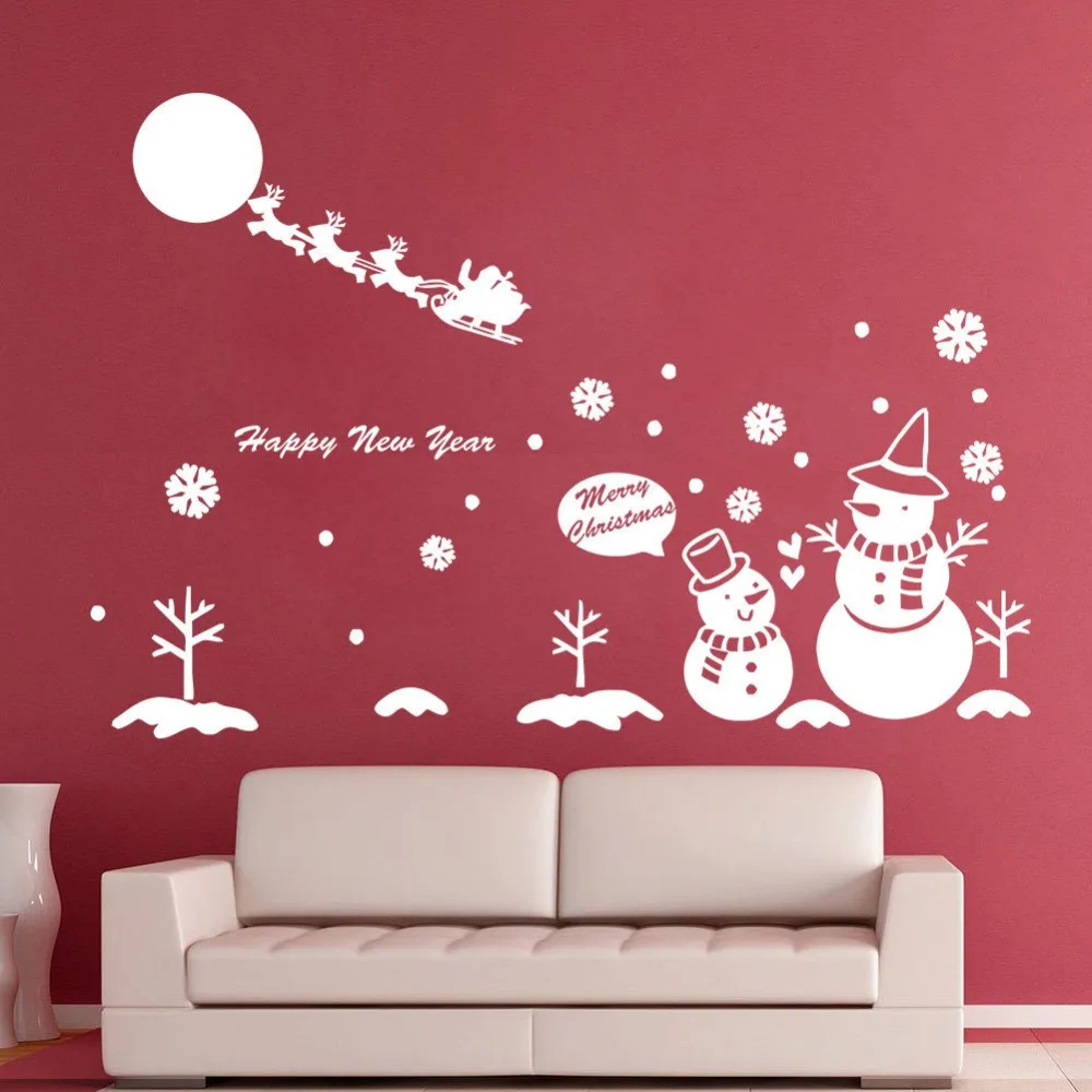 christmas wall decal snowman santa claus wall decor christmas sticker vinyl funny christmas snowflake wall sticker - Christmas Wall Decor christmas wall decal snowman santa claus wall decor christmas sticker vinyl funny christmas snowflake wall sticker - Christmas Wall Decor