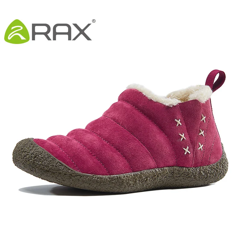 

RAX Men Waterproof Hiking Snow Boots Warm Winter Outdoor Boots Pig Leather Breathable Shoes Breathable Walking Shoes 54-5N342