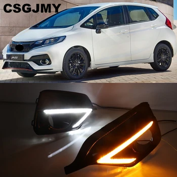 

2PCS For Honda Fit Jazz Sport RS 2018 2019 Turn Yellow Signal Relay Waterproof Car DRL 12V LED Daytime Running Light Fog Lamp