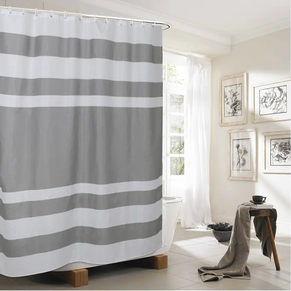 

180cm*180cm Shower Curtain Bathroom Waterproof Polyester Shower Curtain Striped Curtains for bathroom shower Curtains With Hooks
