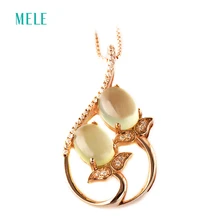 MELE натуральный prehnite серебряный кулон, светильник зеленого цвета, 7 мм* 9 мм овальной формы, красивый подарок на день рождения, очаровательный кулон