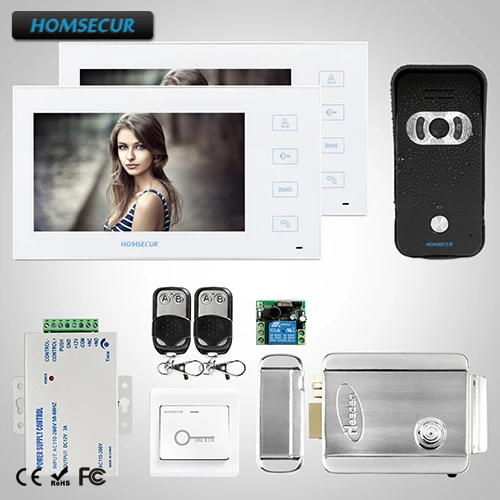 

HOMSECUR 7" Video Door Entry Phone Call System Electric Lock+Keys Included :TC021-B +TM704-W