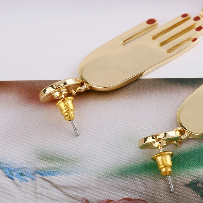 Новые персонализированные длинные серьги в форме красных гвоздей для женщин Femme Bijoux Brincos в стиле хип-хоп, серьги руки золотого цвета для девочек