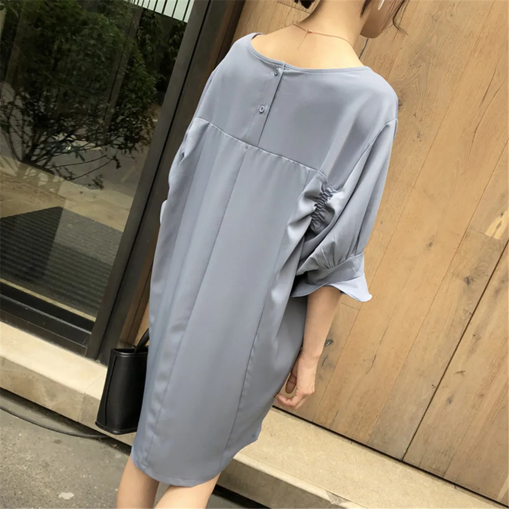 High quality Cocoon Style Straight Dress For women Butterfly Sleeve Wide Chest Dresses Vestidos de fiesta O-neck Loose Dress (6)