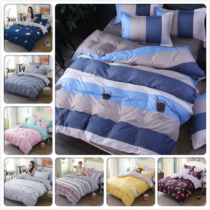 3/4 pcs Bedding Set Soft Cotton Bed Linens Kids Single Twin Full Double Queen King Size Duvet Cover Quilt Comforter Case 200x230 | Дом и сад