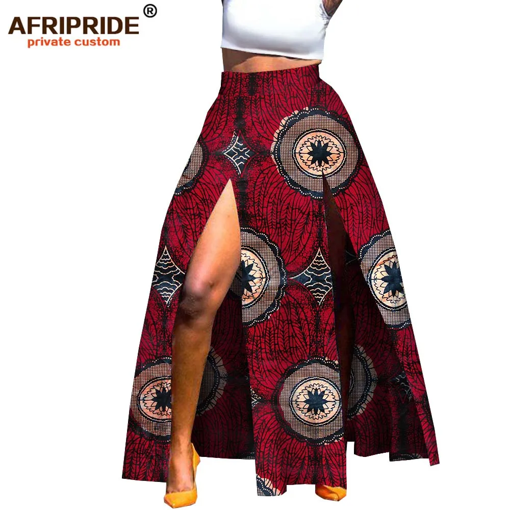 Африканская летняя юбка с принтом для женщин, AFRIPRIDE, портной, Анкара, с принтом по щиколотку, с разрезом, Женская юбка из восковой хлопок, A1827002