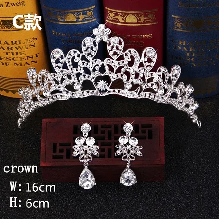 Bridal Hair Accessories Tiara Headdress Headband Hair Clips Women Crystal Pearls Decor Hair Band+earrings Jewelry Wedding (8)