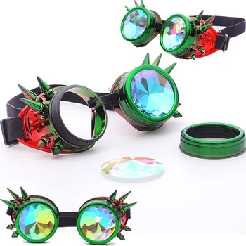 Kaleidoscope Colorful Glasses Rave Festival Party EDM Sunglasses Diffracted Lens Steampunk Goggles 3