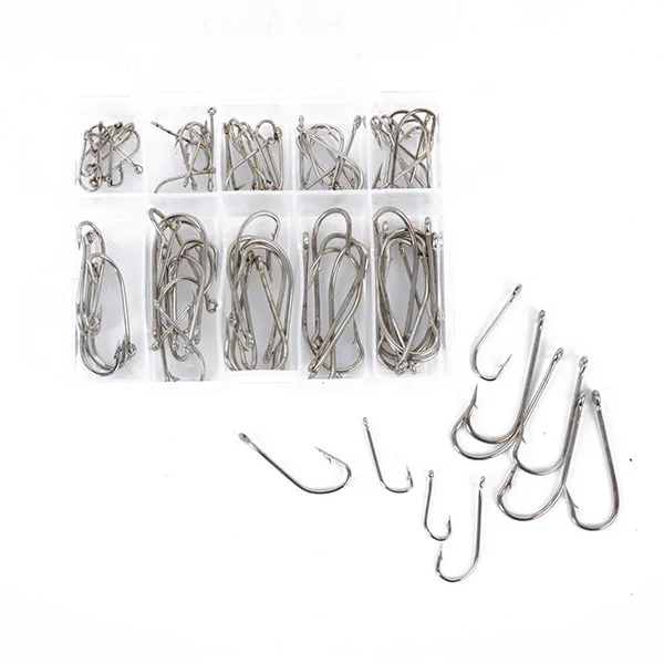 100 pcs Hot Sales Sea Fly Fishing Hooks Tackle Set With Box 10 Size Fresh Water Hot Selling Wholesale