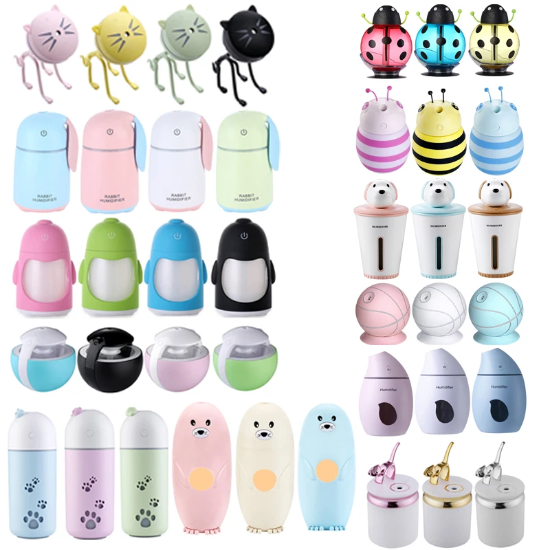 

Car Cat Puppy Bee Ladybug Humidifier USB LED Mini Aroma Essential Oil Diffuser Mist Maker Home Office DHL 20 pcs/lot