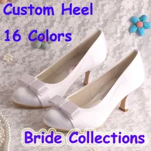 Princess Style Satin Women Wedding Shoes White Butterfly Medium Heel 6.5CM