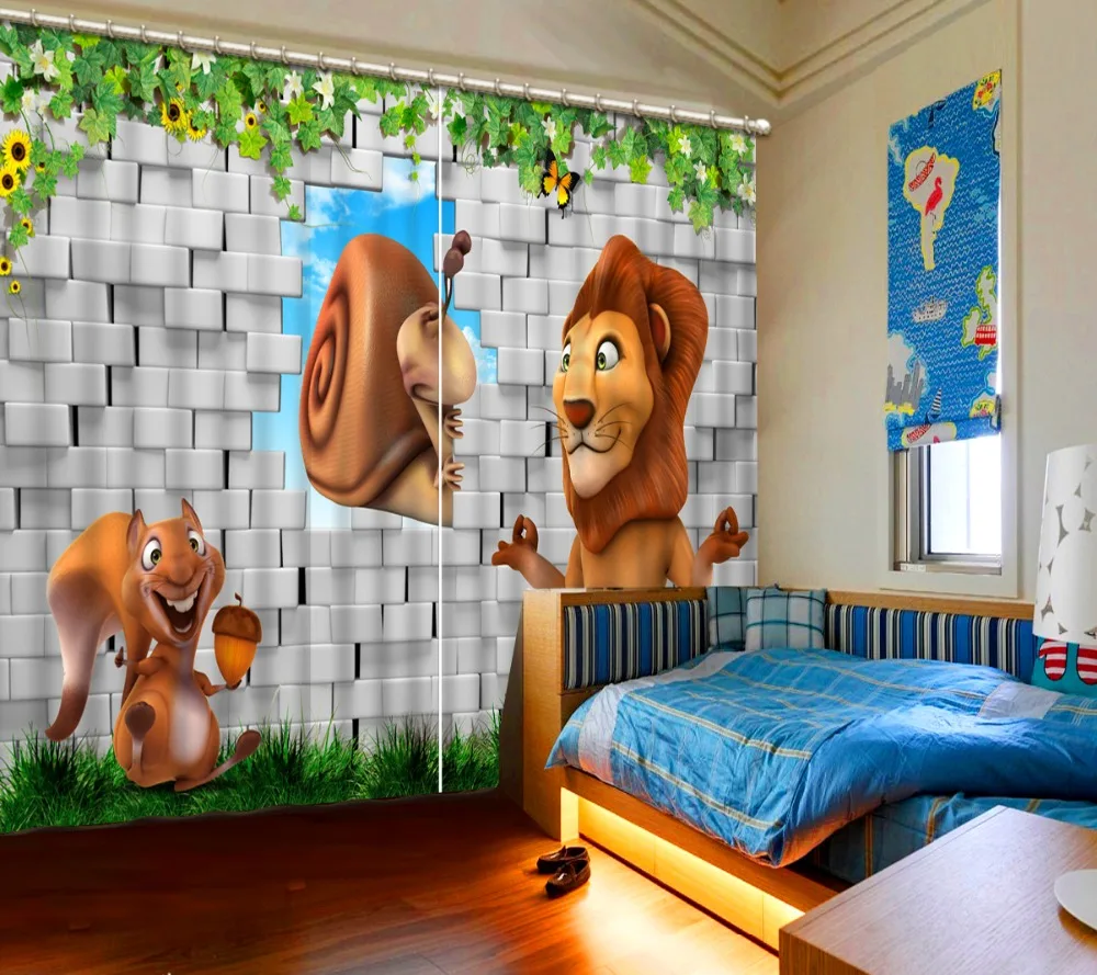 cartoon curtains brick curtain Luxury Blackout 3D Window Curtains For Living Room Bedroom Customized size | Дом и сад