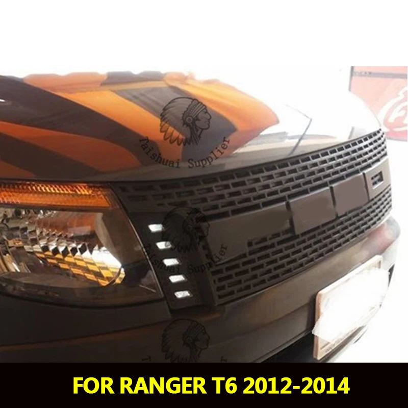 

RACING GRILLE WITH LED GRILLS ABS FRONT CAR MASK COVER DRL FIT FOR RANGER T6 TXL 2012-2014 FRONT