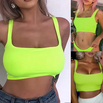 

Fashion Women croptop solid color Sleeveless Tops Camisole Tank Tops hot girl Vest camiseta tirantes mujer