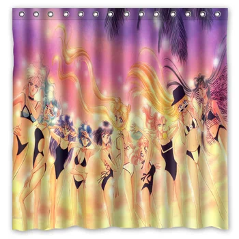 

Sailor Moon Waterproof Fabric Bath Shower Curtain Mildewproof Polyester Bathroom Curtains with Hooks 72"x72"