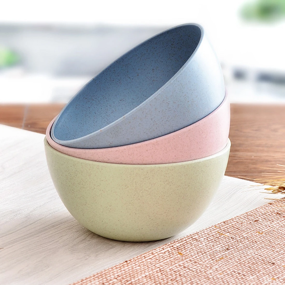 

1pc Wheat Straw Children Rice Noodle Salad Bowl Household Tableware