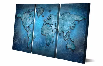 

3 Pieces Printed Blue Abstract Map Modern Home Wall Decor Canvas Picture Art HD Print Painting On Canvas For Living Room