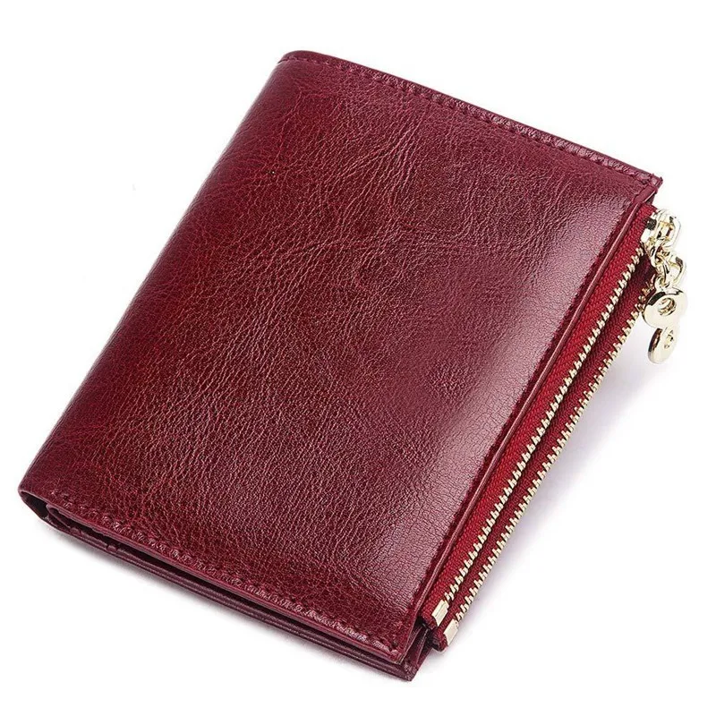 Luxury Brand Split Leather Women Wallet Female Lady Small Walet Portomonee For Girls Mini Pocket Perse Holder Coin Purse - Цвет: red