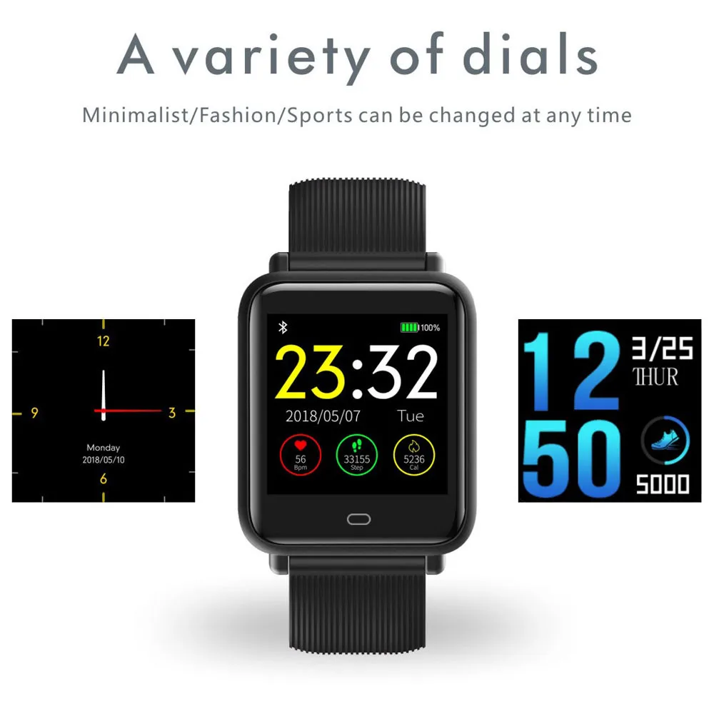 Popular Fitness IP67 Waterproof index Calorie Blood Pressure Exercise Heart Rate Pedometer Smart Watch for Android and IOS phone