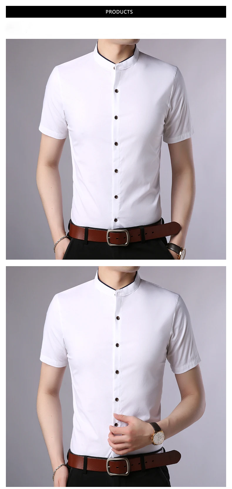 Модная рубашка мужская летняя однотонная с коротким рукавом приталенная Уличная Повседневная Мужская одежда Мужская модная рубашка Camisa
