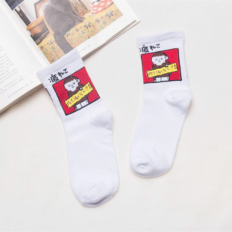 Распродажа, зимние носки 1 пара, уникальные спортивные носки в стиле хип-хоп хлопковые эластичные регулируемые Теплые Носки с рисунком динозавра, кота, собаки, свободный размер
