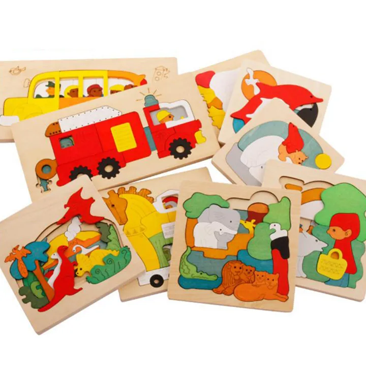 

Chanycore Wooden Toys Multiple Puzzle Jigsaw Board Animal Dinosaur Lion Bear Matching Baby Learning Educational Gifts 4038