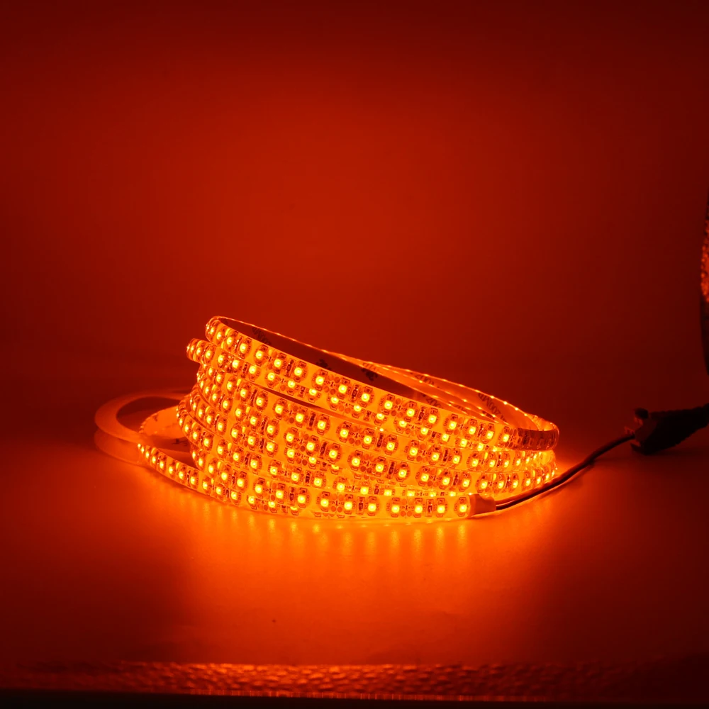 Оранжевый светодиодный гибкий светильник 3528 SMD 60led/m 120led/m 600nm настоящий оранжевый без янтарного желтого цвета Светодиодная гибкая лента черная лампа 1 м 5 м