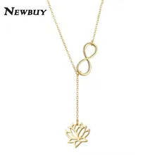 NEWBUY Новое модное Серебрянное колье, чокер/золотой цвет звено цепи Бесконечность ожерелье в форме лотоса для женщин оптом