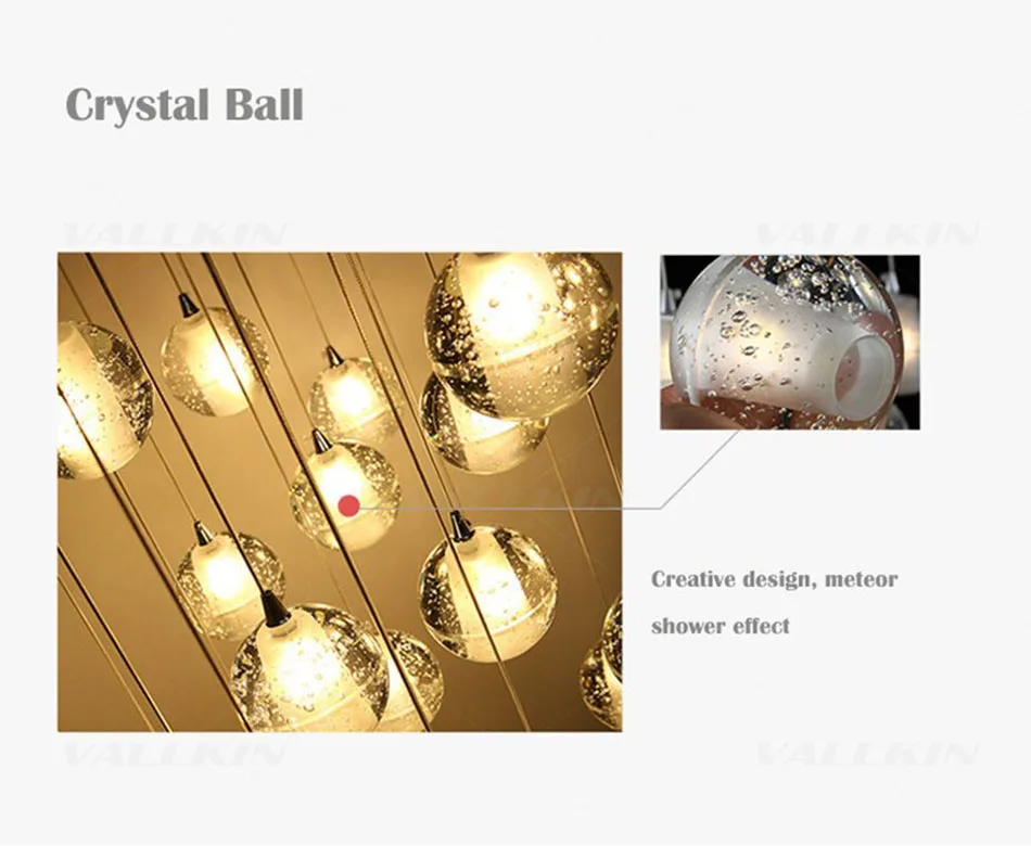 Современные лампы, светодиодный подвесной светильник, люстра с шариками, прозрачные хрустальные шары, люстры, лестницы, лофт, светильник, светильники, светодиодный подвесной светильник