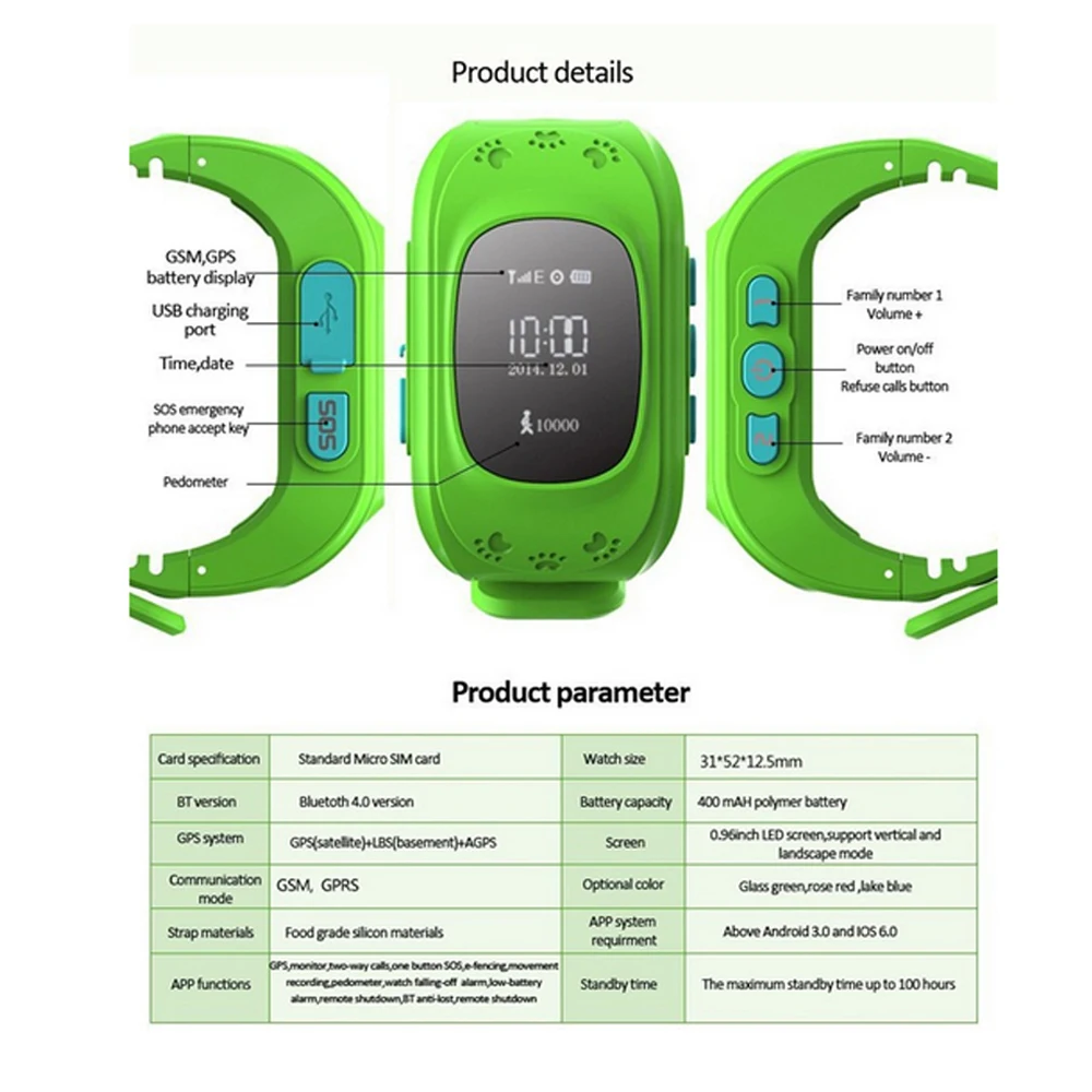 Kids GPS Tracking Watch Q50 New Smartwatch Support SIM Voice Chatting Electronic