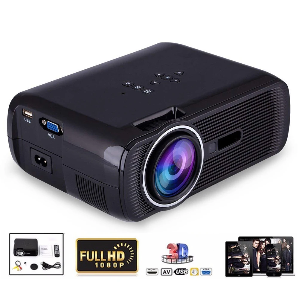 Умный мини проектор 2000 лм светодиодный Full HD 1080P для домашнего кинотеатра HDMI VGA USB