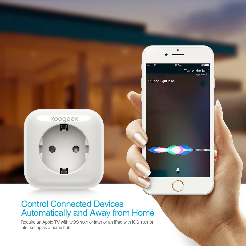 Koogeek Wi-Fi с Поддержкой Smart Plug совместим с Alexa работа с Apple HomeKit Голосовое управление умный пульт дистанционного управления AC250V EU Plug