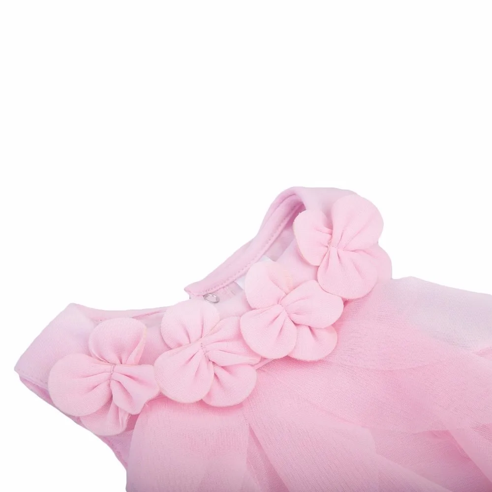 Милое летнее однотонное платье без рукавов с отложным воротником и цветочным принтом для новорожденных девочек платье для дня рождения для маленьких девочек