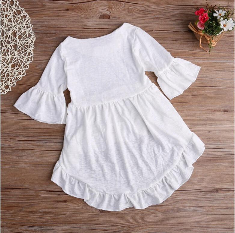 Белая хлопчатобумажная одежда с оборками платье блуза детская одежда одежда для маленьких девочек элегантная красивая одежда в стиле принцессы новинка для девочек