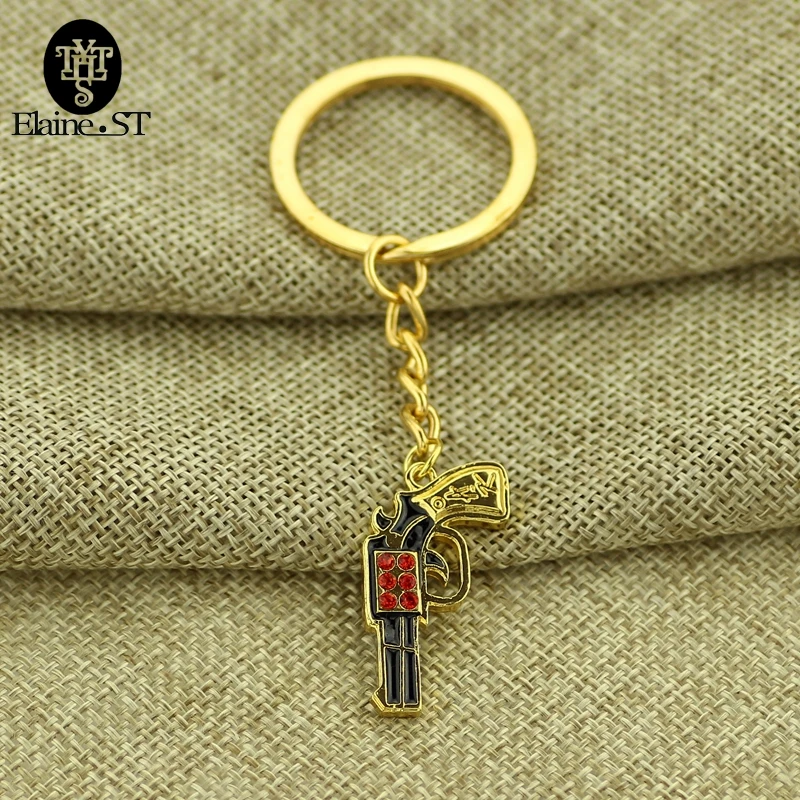 Gold Color Uzi Gun Keychain with High Quality Rhinestone Key Rings Accessories Mujer Chaveiro Pistol For Policemen Women Gift | Украшения и