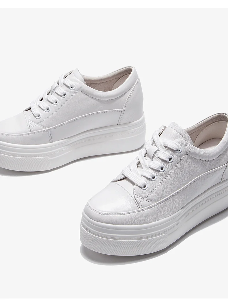 

Small White Shoes and Thick Bottom Muffin 2019 Spring New Type Leather Belt Laces Increase Leisure Shoe Women