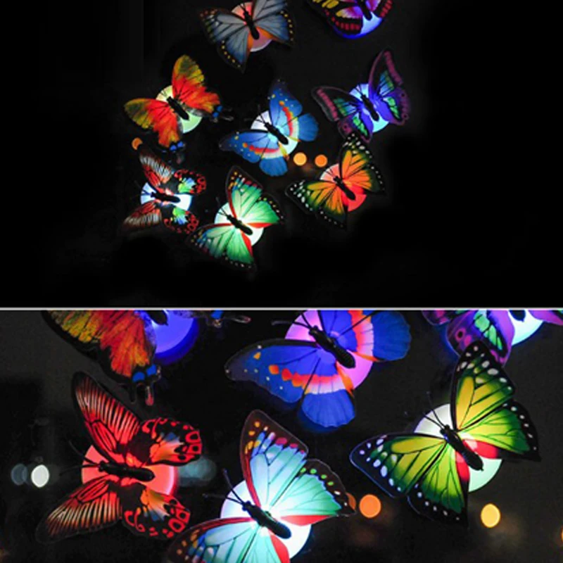 Colorful Changing 2019 Newest Fairy Gifts Butterfly LED Night Light Lamp Room Party Desk Wall Decor Lamp Battery Powered  (12)