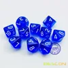 Bescon Polyhedral 10 Sides Dice with Number 1-10, Blue Transparent 10 Sided Dice, 10 Sides Cube 1-10, 10pcs Set 1