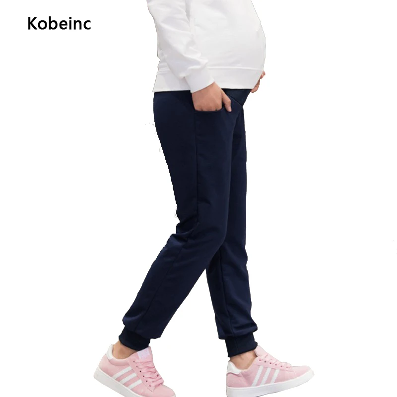 Fashion Loose Maternity Pants Solid Color Elastic Care Belly Sports