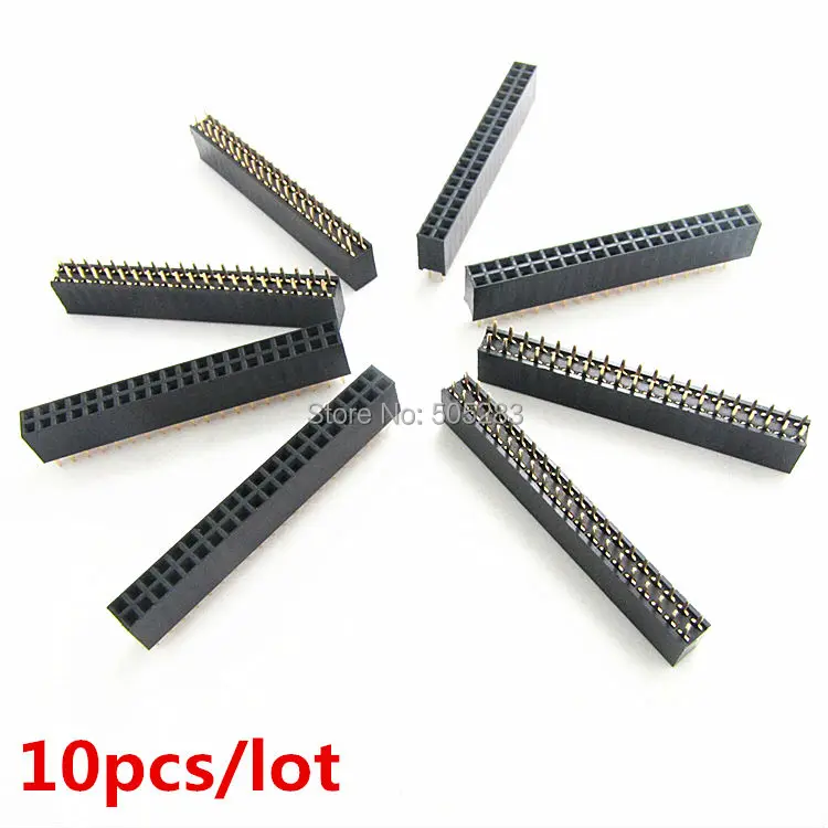 10pcs Dual 2x 20 Pin Row Straight Female Connector 2.54mm Pitch Header Connector Socket Strip for BreadBoard HY973*10 10 pair 40 pin 2 54mm male female sil socket row strip pcb connector