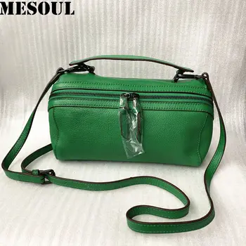 

MESOUL Brand Crossbody Bags For Ladies Pillow Totes Fashion Portable Shoulder Bag Handbag Genuine Leather Women Messenger Bags