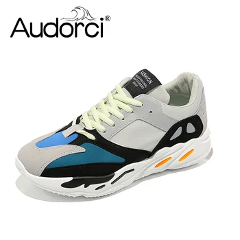 

Audorci 2018 Summer Men's Clunky Sneakers Fashion Man Lace-up Casual White Shoes Outdoor Mesh Sport Flats Shoe Size 39-44