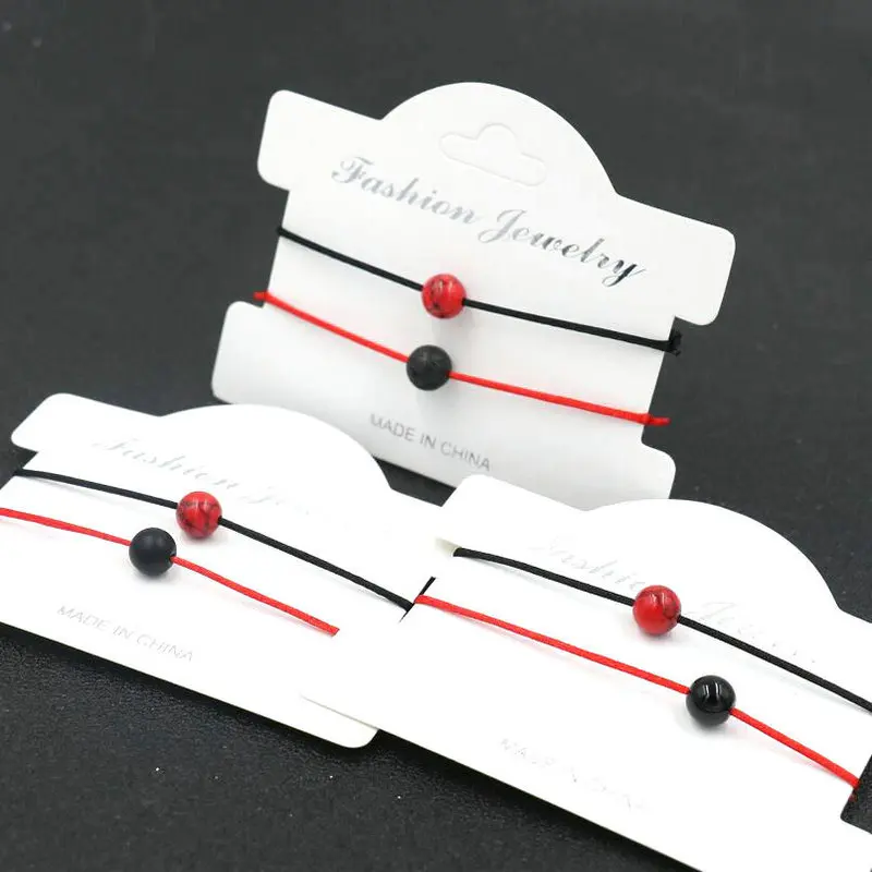 

2pcs/set Minimalist Matte Lava Stone Red Onyx Stone Couples Bracelet Red Thread Lucky Bracelets For Men Women Lovers Jewelry