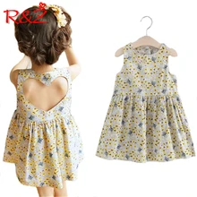 R& Z/Детское платье Коллекция года, новое летнее хлопковое детское платье принцессы в Корейском стиле без рукавов с цветочным рисунком для девочек