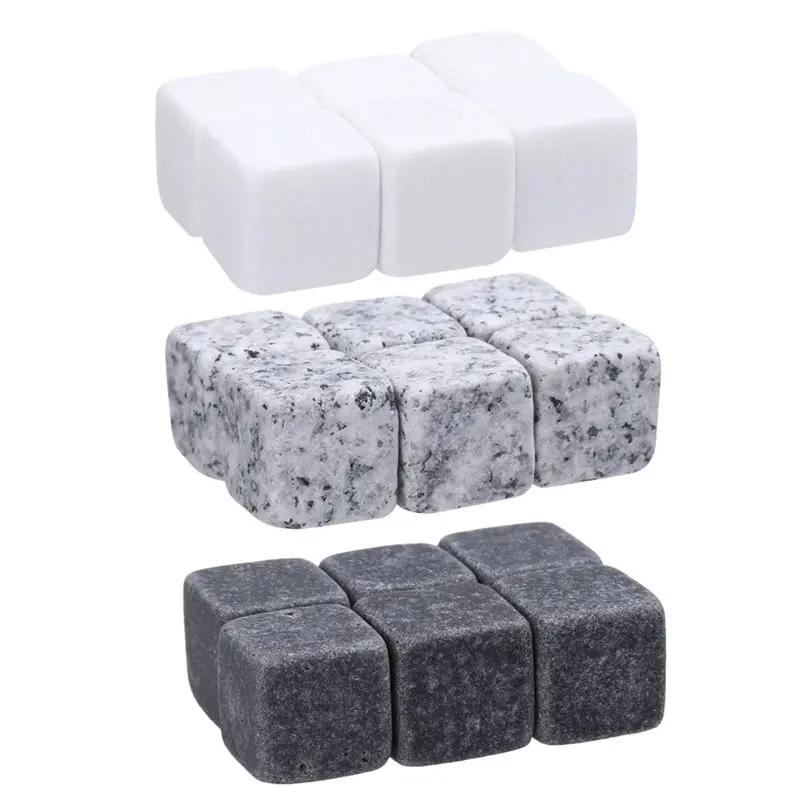 

6pcs Natural Whiskey Stones Sipping Ice Cube Whisky Alcohol Rock Cooler Wedding Favor Christmas Bar Accessories